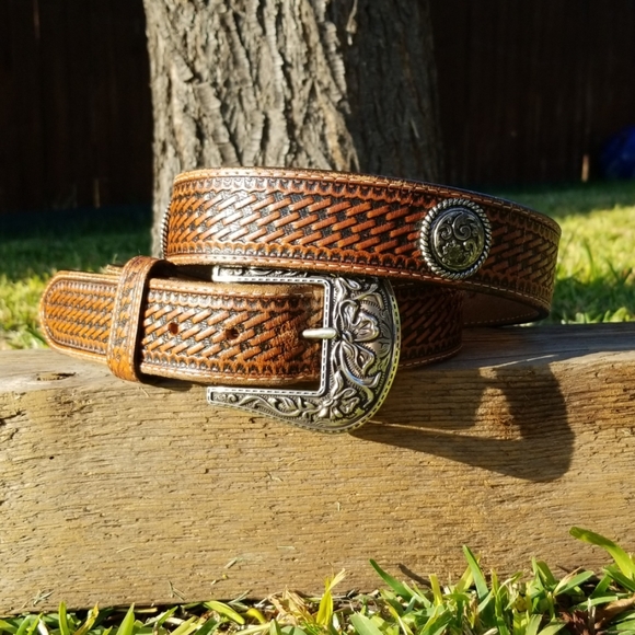 Justin Boots Accessories - Justin Top Grain Tooled Leather Belt